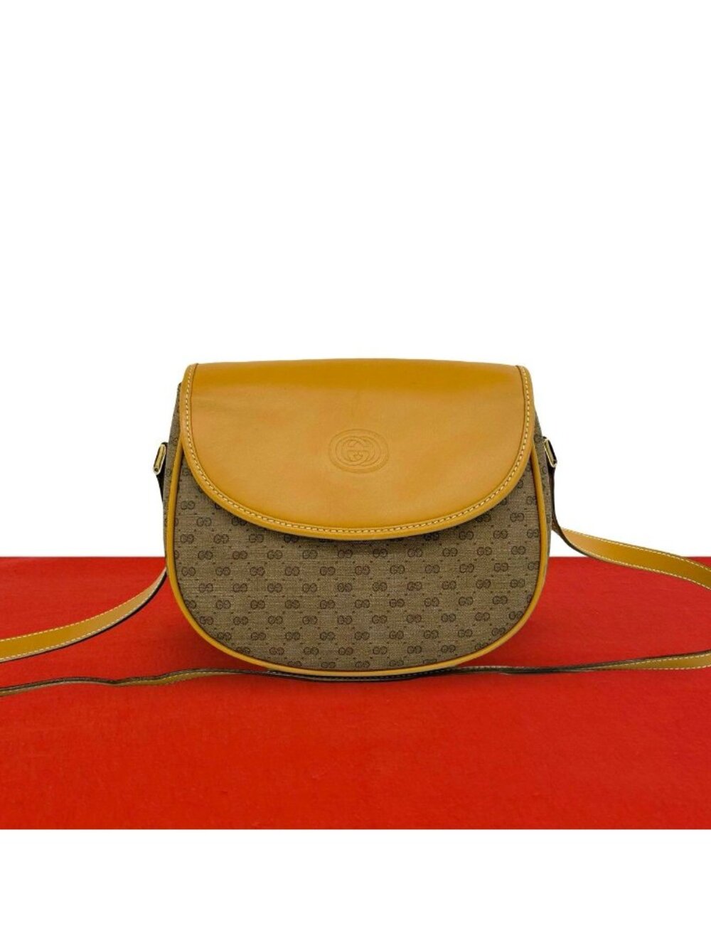 Gucci Vintage Micro GG Logo Pattern Leather Mini Shoulder Bag Pochette Brown